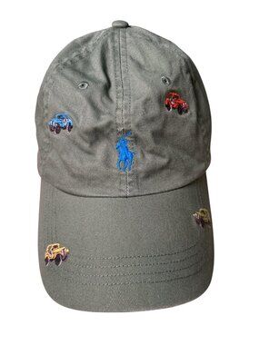 Polo Ralph Lauren Green Baseball Cap Embroidered Cars & Adjustable Strap Dad Hat